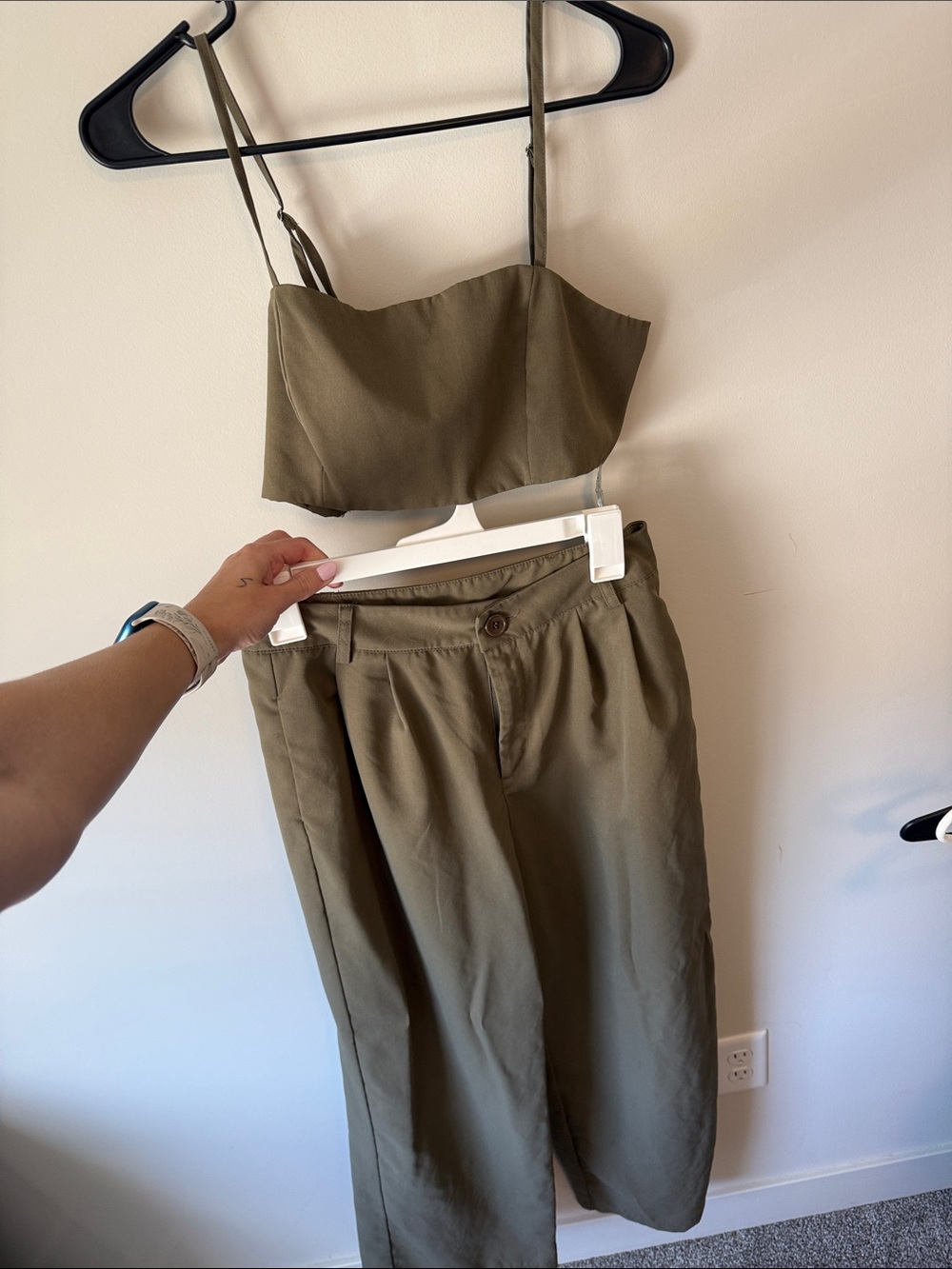 Olive High-Waist Wide-Leg Pants